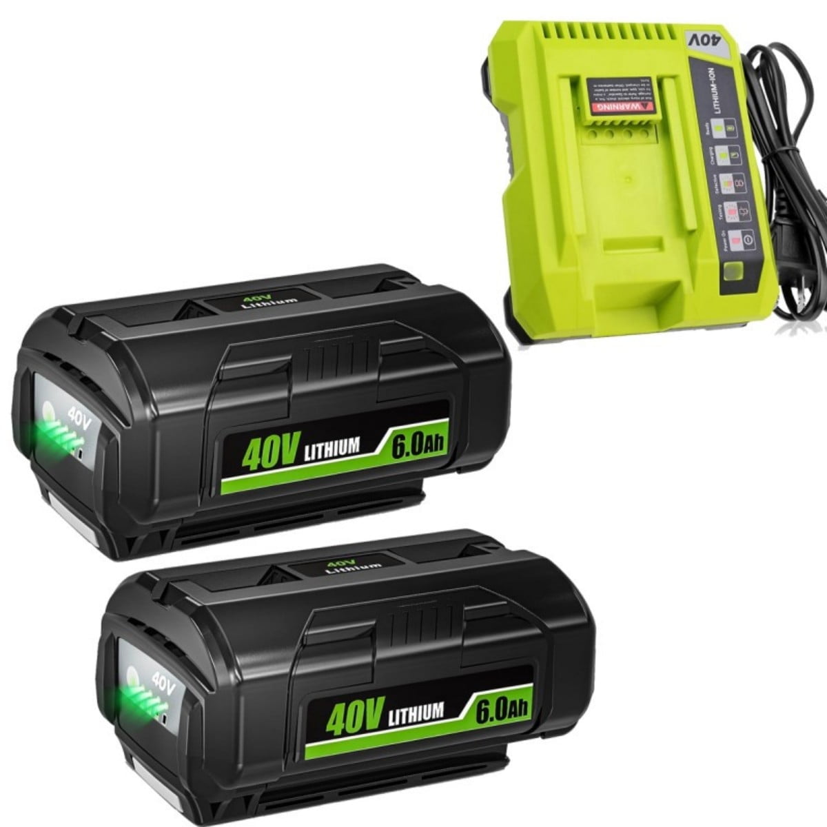 2Pack Replacement for Ryobi 40V Battery and Charger Compatible with Ryobi Battery 40V OP4026 OP40601 OP4050
