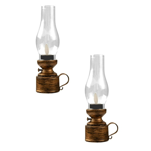 2Pack Retro Flameless Table Lamp Led Kerosene Lamps Bedside Tables Oil Lamps Battery Powered Retro Candle Bedrooms Living Room Decoration Night Lights Home Decor