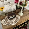 thumbnail image 1 of 2Pack Retro Lace Placemats, French Crochet Doilies, Handmade Embroidered Table Mats, 12x16 in Place Mats Cup Mat (Gray Camel), 1 of 8