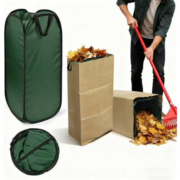 2Pack Reusable Pop-Up Leaf Bag Funnel for 30 Gallon Paper Lawn Bags