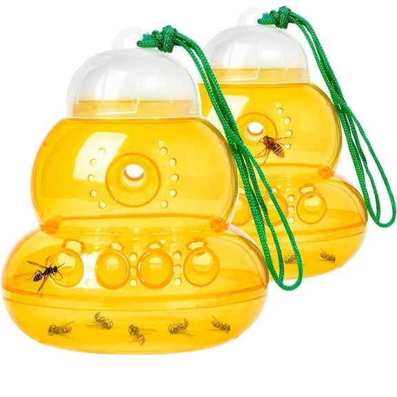 2Pack Reusable Wasp Traps Hanging Outdoor Yellow Jacket Hornet Carpenter Bee Trap Insect Catcher for Garden Farm Patio