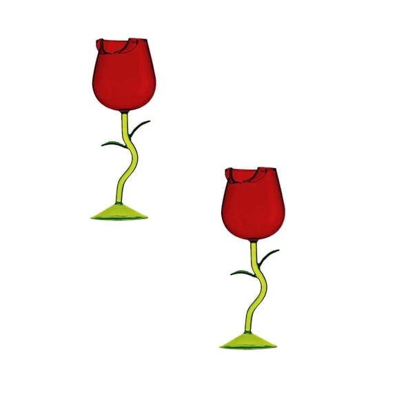 2Pack Rose Glasses Goblet Rose Shaped Glass Juice Glass For Valentine'S Day Wedding Birthday Housewarming Celebrations Glass Bottle 3.1"X8.5"