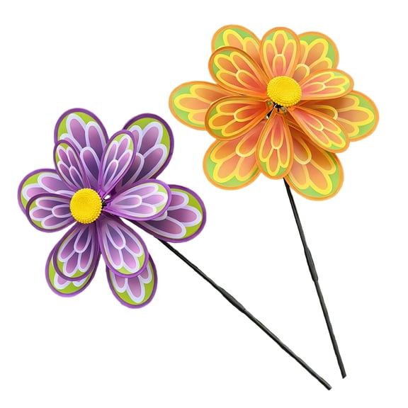 2Pack Rotating Wind Spinner Colorful Windmill Sunflowers Pinwheel Outdoor Decors For Yard Balcony Landscape Enhancement