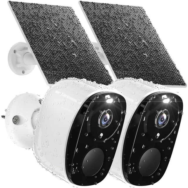 2Pack Security Cameras Wireless Outdoor with Solar Panel Cameras for