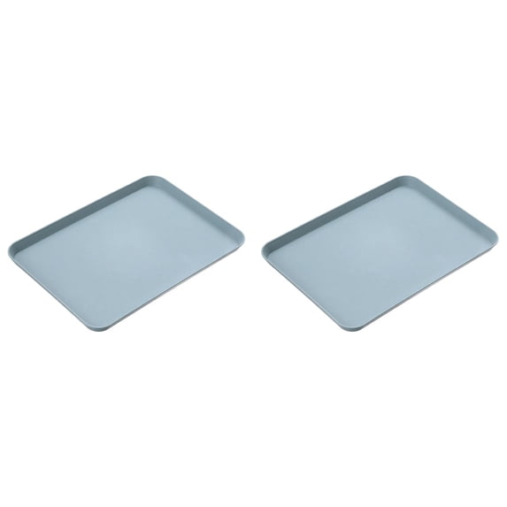 2Pack Serving Tray for Indoor Fast Food Tray, Rectangular Plastic Food Tray, 13",Solid Trays for Eating Serveware,Platters for Serving Food Party, Garnish Tray Kitchen Counter Tray, Blue, L