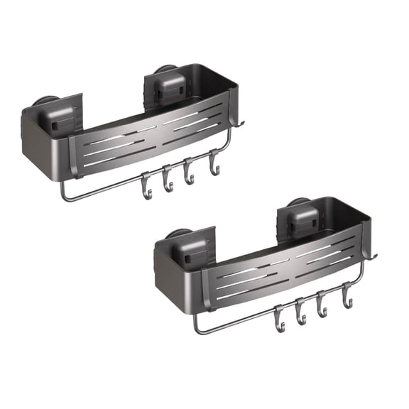 2Pack Shower Caddy Suction Cup Bathroom Organizer Shelf Rack Heavy Duty Corner Storage With Portable Hooks For Bath Dorm No Drilling Removable Bathroom Products Home Decor