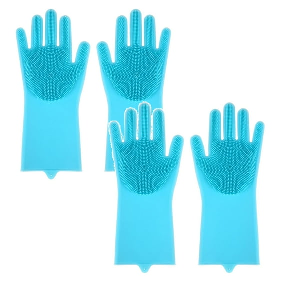 2Pack Silicone Dishwashing Gloves Reusable Cleaning Gloves Kitchen Cleaning Supplies Home Decor