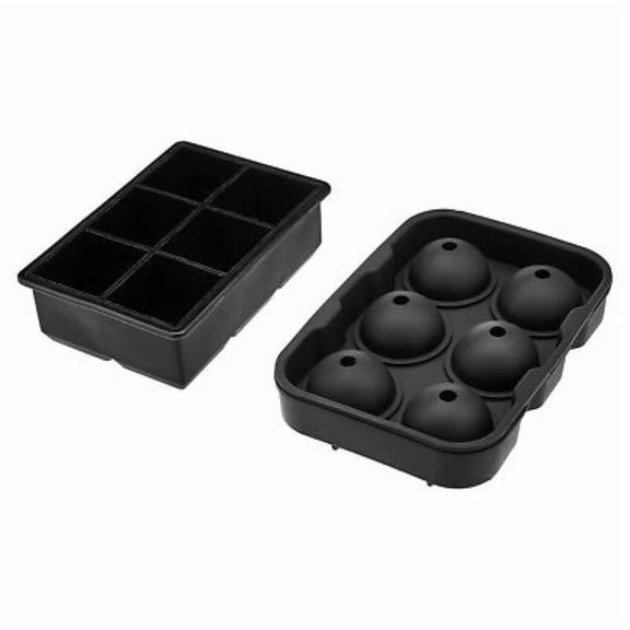 2Pack Silicone Ice Cube Trays,Spherical Mold 7X5X2.2In+Square Mold 6.5X4.4X2.0In