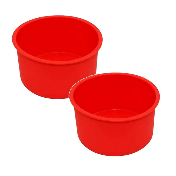 2Pack Silicone Mini Cake 4 Inch Round Baking Pan Non Stick Silicone Baking Bakeware Pan Reusable Red Set Of 6 Cake Mould Home Decor