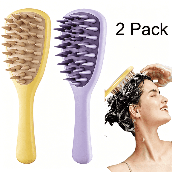 2Pack Silicone Shampoo Brush Scalp Massager Hair Growth,Hair Scalp Exfoliator Brush Scalp Scrubber for Shower,Deep Clean Dandruff, Relieve Itchy Scalp