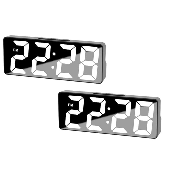 2Pack Simple Led Electronic Alarm Clock Usb Battery Dual Use Voice Control Alarm Clock Clock Home Decor
