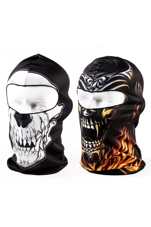 2Pack Skull Full Face Mask Breathable Cycling Cosplay Balaclava For Men Women Us