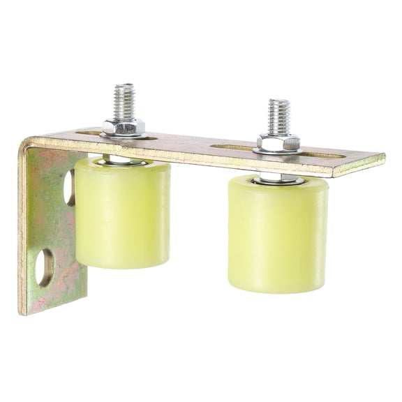 2Pack Slide Gate Guide Roller, 1.7" Nylon Rollers Gate Support Assembly with L-Rear Post Bracket, Universal Sealed Ball Bearing Rolling Gate Guider for Sliding Door, Yellow