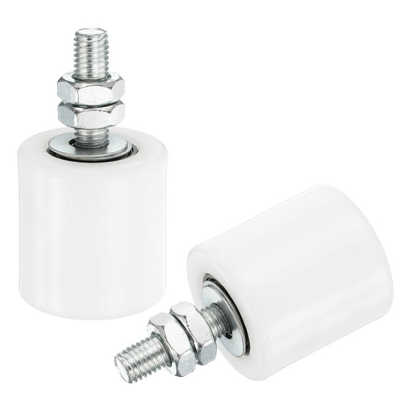 2Pack Slide Gate Guide Roller, 1.7" Nylon Rollers Gate Support Assembly, Universal Sealed Ball Bearing Rolling Gate Guider for Sliding Door, White