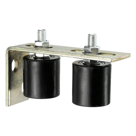 1Set Slide Gate Guide Roller, 2" Nylon Rollers Gate Support Assembly with L-Rear Post Bracket, Universal Sealed Ball Bearing Rolling Gate Guider for Sliding Door, Black