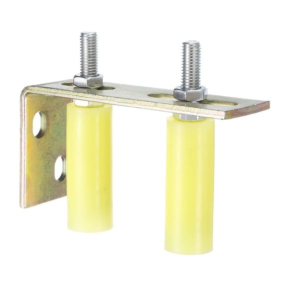 2Pack Slide Gate Guide Roller, 3" Nylon Rollers Gate Support Assembly with L-Rear Post Bracket, Universal Rolling Gate Guider for Sliding Door, Yellow