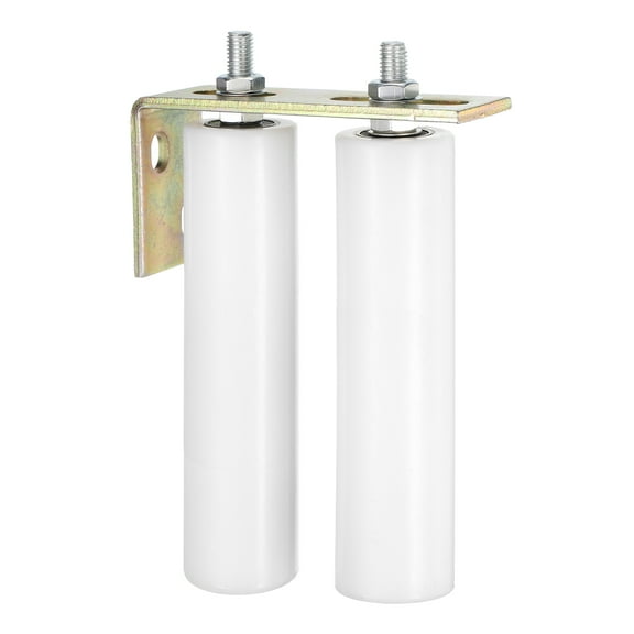 2Pack Slide Gate Guide Roller, 8" Nylon Rollers Gate Support Assembly with L-Rear Post Bracket, Universal Sealed Ball Bearing Rolling Gate Guider for Sliding Door, White