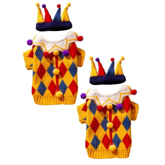 2Pack Small Dog Sweaters Clown Funny Dog Jocker Knitwear Pet Fall Winter Clothes Warm Puppy Knitted Shirt Doggy Pullover Dog Vest Winter Dog Outfits Pet Sweatshirt Cat Apparel Pet Clothes L