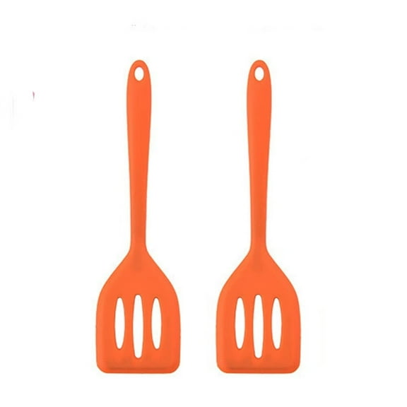 2Pack Small Silicone Turner High Heat Resistant Slotted Spatula for Fish,Eggs,Pancakes and More (8.2 IN,Orange)