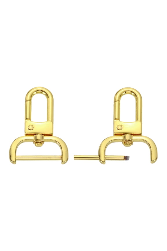 2Pack Snap Hook Swivel Clasp 0.98" Detachable D-Rings Lobster Clasps Bag Strap Replacement Screwdriver Purse Keychain Gold