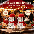 thumbnail image 1 of 2Pack Snoo.py Glass Cold Cup Tumbler With Straw, 2026 New 20oz Removable Knit Hat & Scarf, Cute Novelty Glass Cup for Iced Coffee & Cold Drinks, 1 of 9
