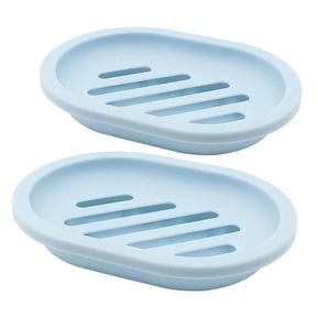 Somnr 2Pack Soap Dish with Drain Holder Container Soap Saver Bathroom Shower Soap Case (Blue)