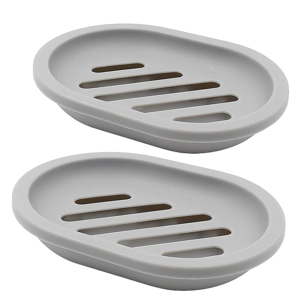 Flower Soap Dishes For Bathtub & Shower - 2 Pack With Drain, Bar Saver (Blue + Grey)