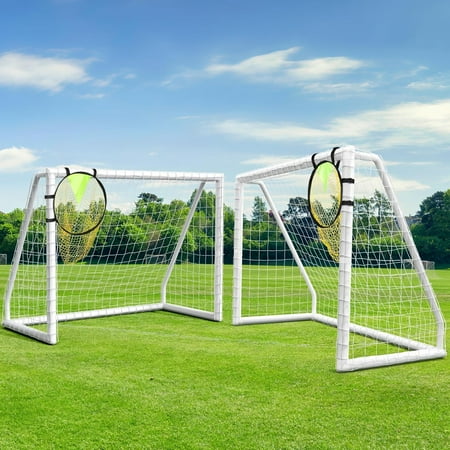 2Pack Soccer Goal for Backyard 10×6.5 FT Soccer Net Soccer Net Backyard Portable Soccer Goals Post Training Equipment for All Ages, Weatherproof PVC Soccer Goal