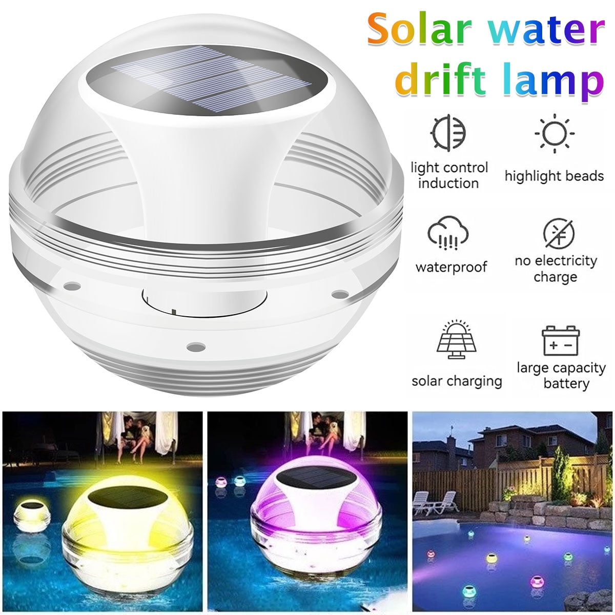 2Pack Solar Floating Pool Lights,Waterproof Outdoor Solar Floating Ball