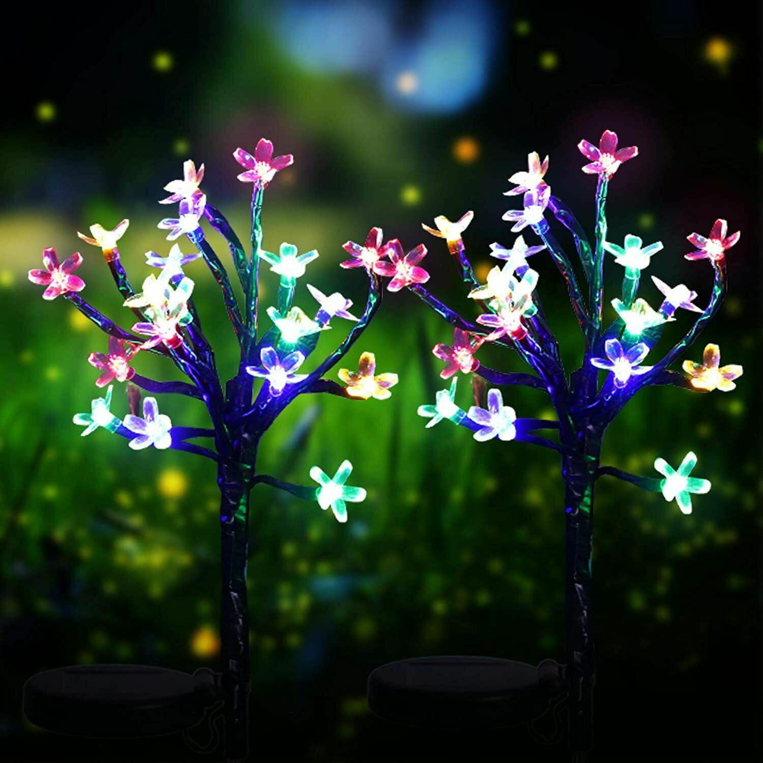 2Pack Solar Flowers Lights 20LEDs Fairy Landscape Tree Flower Lights
