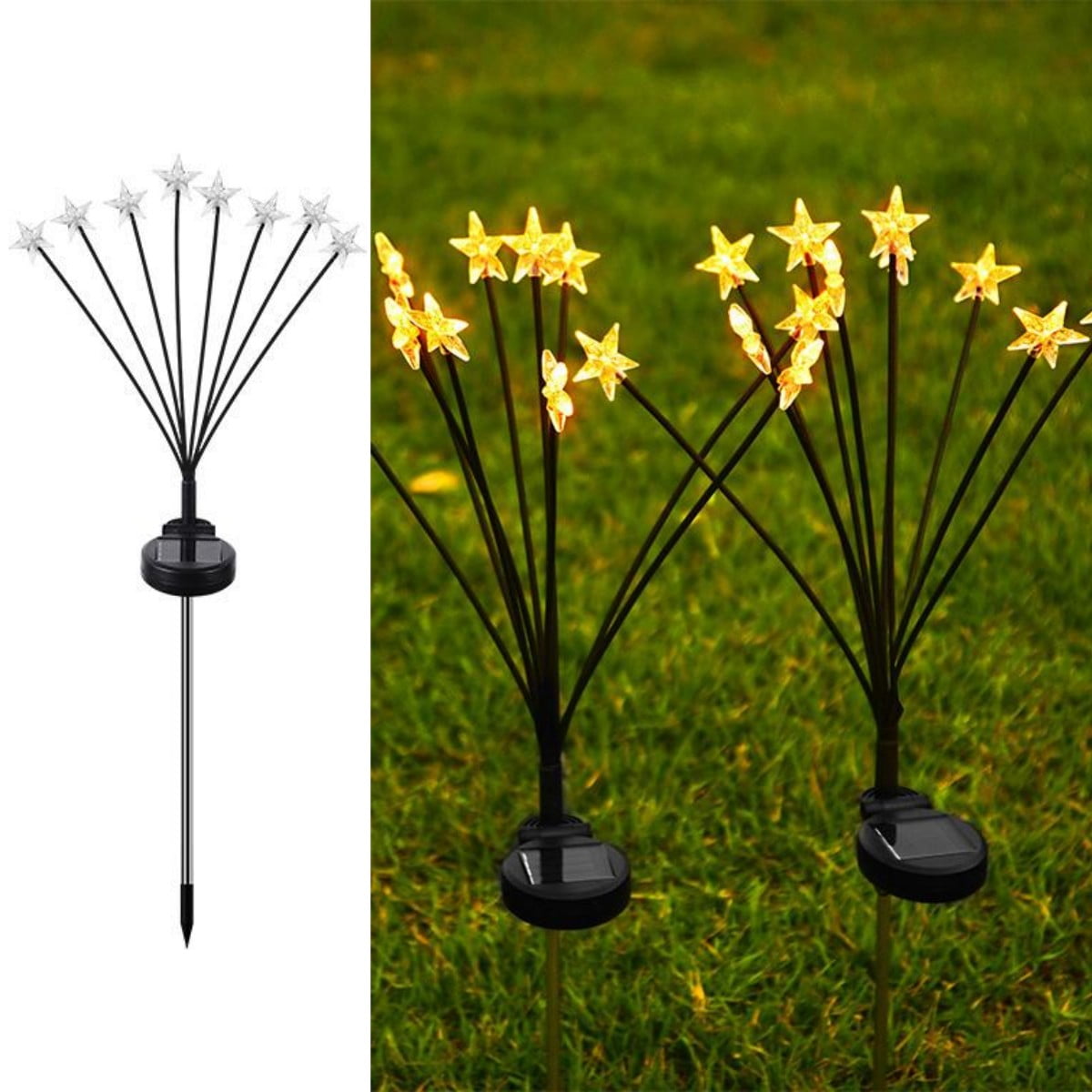 2Pack Solar LED Star Swaying Lights Outdoor Waterproof Christmas Stake