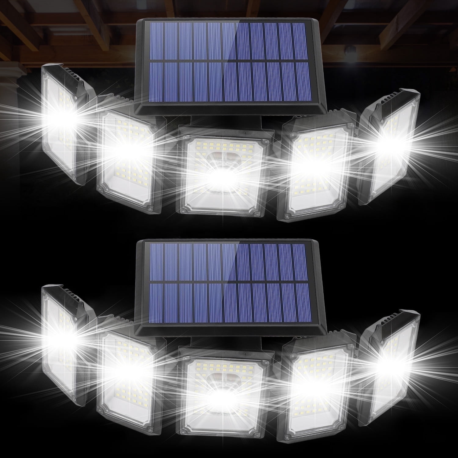 Eotvia 2Pack Solar Lights Outdoor, 300 LED IP65 Waterproof Motion Sensor Security Lights with Remote Control, 2835LM 360 Degree Rotable Solar Flood Lights for Patio Garage Yard Entry Outdoor Lighting