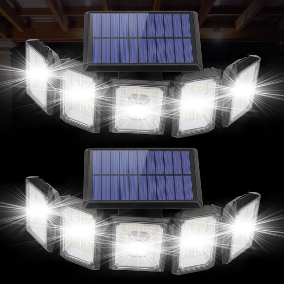 Eotvia 2Pack Solar Lights Outdoor, 300 LED IP65 Waterproof Motion Sensor Security Lights with Remote Control, 2835LM 360 Degree Rotable Solar Flood Lights for Patio Garage Yard Entry Outdoor Lighting