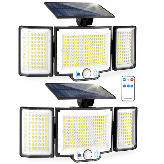 2Pack Solar Lights Outdoor,328 LED 3500LM Flood Lights,Motion Sensor Outdoor Lights,for Garage, Yard