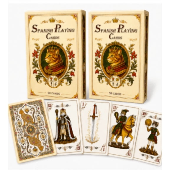 2Pack Spanish Cards Deck, The Spanish Playing Cards with Hand-Drawn Cat | Briscas Cards Puerto Rico, Barajas Espaolas, Cartas Espaolas, Mexican Playing Cards