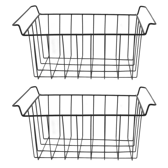 2Pack Stackable Metal Wire Storage Baskets Freezer Baskets, Freezer Storage Basket Organizer Bins,17.7*9.6*5.9in