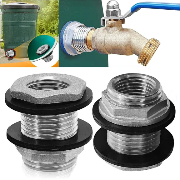 2Pack Stainless Steel Bulkhead Fitting 1/2 Npt Female 3/4 Ght Male Garden Hose