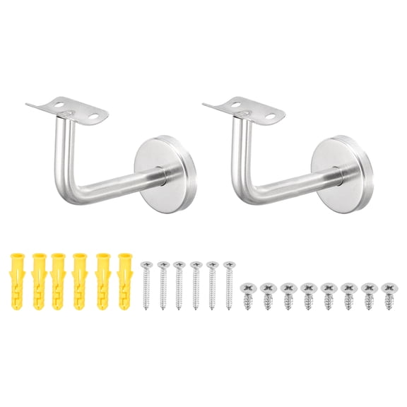 2Pack Stainless Steel Handrail Bracket, Railing Support, Curved, 3.1" x 2.5"