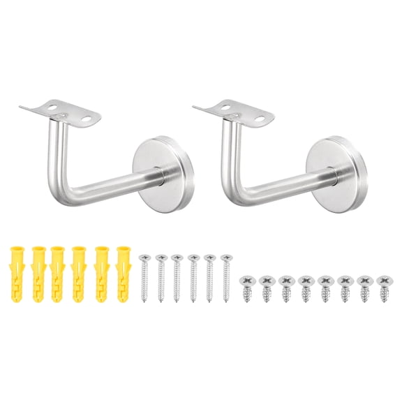 2Pack Stainless Steel Handrail Bracket, Railing Support, Curved, 3.9" x 2.5"