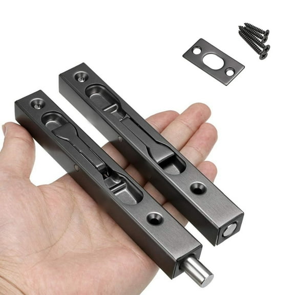 2Pack Stainless Steel Lever Action Locks,QZS Durable Black Security Door Locks,6 Inch Concealed Security Door Locks for Home,Black