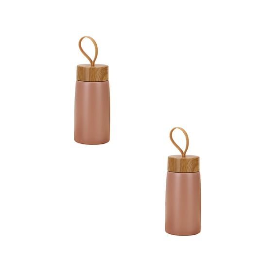 2Pack Stainless Steel Vacuum Insulated Bottle Travel Hot And Cold Beverage Insulated Bottle Keep Warm For 5 Hours Suitable For Coffee And 8 Ounces (Brown) Glass&Bottle Home Decor