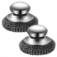 thumbnail image 1 of 2Pack Steel Dish Scrubber, Stainless Brush with Handle for Cleaning Dishes,Cast Iron,Sto ywm58, 1 of 6