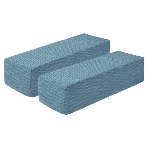 2Pack Stretch Armrest Covers, Armchair Slipcovers, Deep Blue, Diagonal Plaid