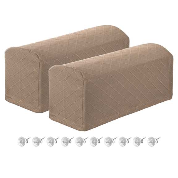 2Pack Stretch Armrest Covers, Diamond Pattern Armchair Slipcovers, Camel
