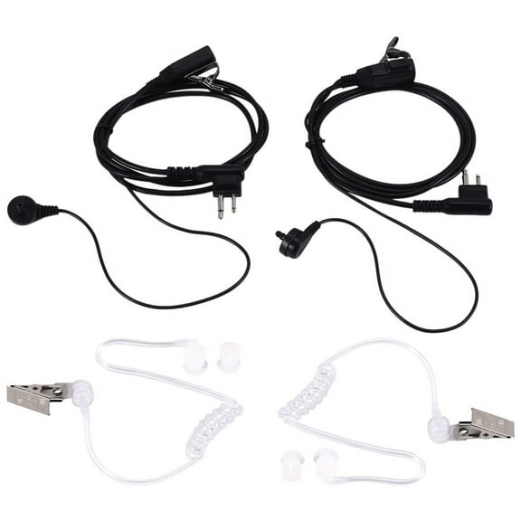 2Pack Style 2Pin Covert Acoustic Tube Earpiece Ptt Headset