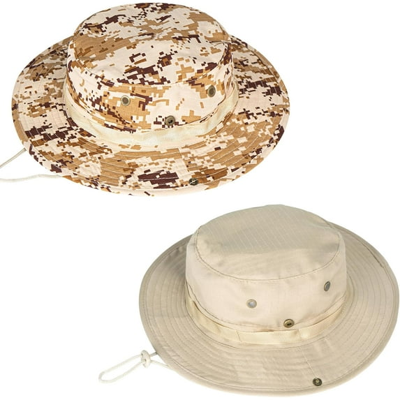 2Pack Sun Hats for Men Women Boonie Hat UPF 50+ Bucket Hat Wide Brim UV Protection Fishing Hiking Safari Outdoor Hats