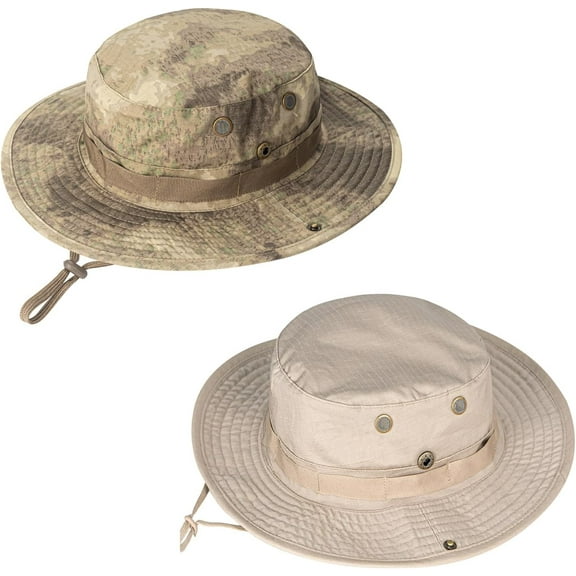2Pack Sun Hats for Men Women Boonie Hat UPF 50+ Bucket Hat Wide Brim UV Protection Fishing Hiking Safari Outdoor Hats
