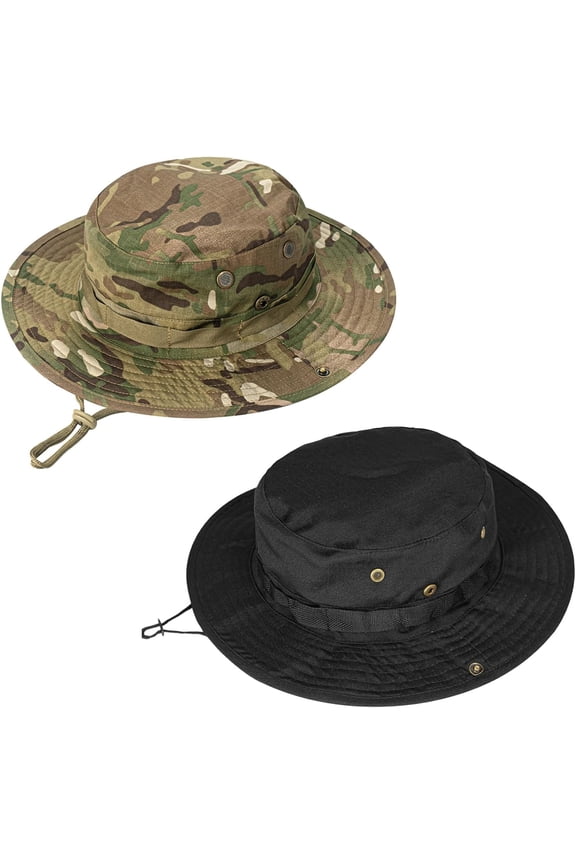2Pack Sun Hats for Men Women Boonie Hat UPF 50+ Bucket Hat Wide Brim UV Protection Fishing Hiking Safari Outdoor Hats
