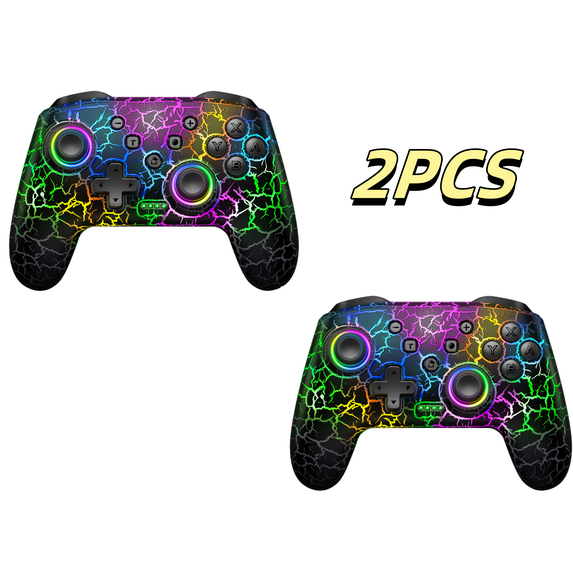 2Pack Switch Pro Controller for Nintendo Switch/Lite/OLED, 9 Color Adjustable LED Switch Remote with Programmable Function