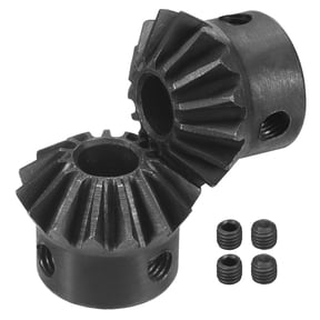 2Pack Tapered Bevel Gears Set, 1.5 Mod 1:1 (15T/15T) Harden Steel Straight Bevel Gear, 90 Degree Steering Motor Gears, (8mm Shaft Hole)